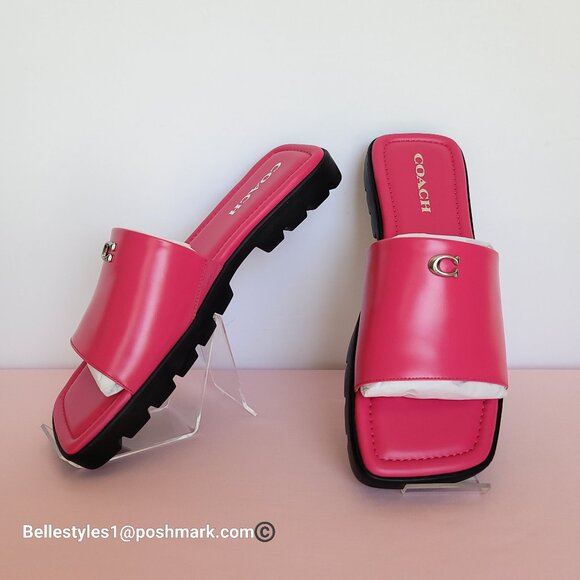 COACH Florence Smooth Leather Sandal - Dragon Fruit color-Women’s Size 9 B 🎈$95 - Picture 4 of 16